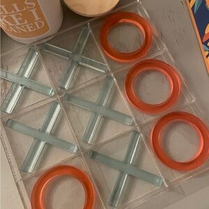 Tic Tac Toe Game Set with Orange and Clear Pieces